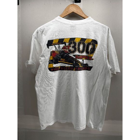 Vintage No Fear 90s Y2K Who Needs Friends at 300 MPH Size XL Shirt Racing Funny - Picture 3 of 6